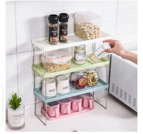 Foldable Stackable Kitchen Shelf Rack (2 Tier)