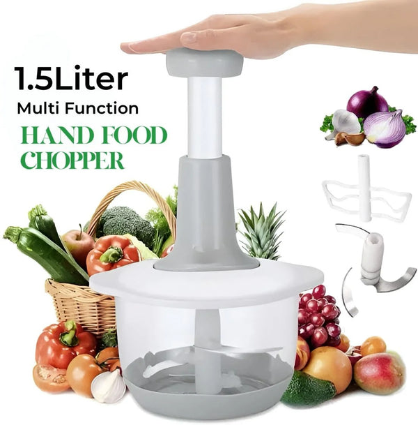 1.5L Manual Hand Press Vegetable & Fruit Chopper